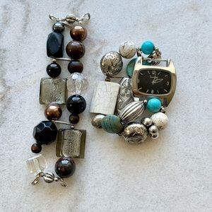 Bumbles Watch w Extra Band Polished Stone, Silver